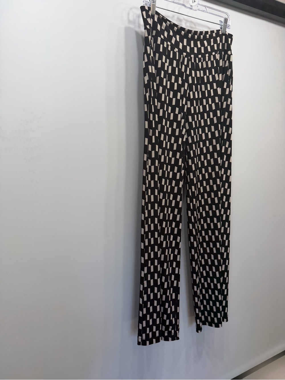 Clara Sun Woo Black & White Geometric Wide Leg Pants 1X Made in USA - Picture 4 of 11